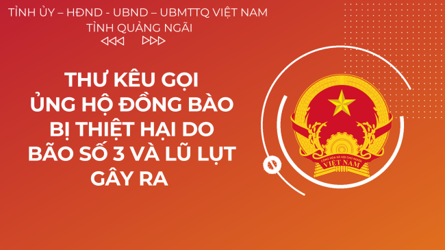 Thư kêu gọi ủng hộ đồng bào bị thiệt hại do Bão số 3 và lũ lụt gây ra